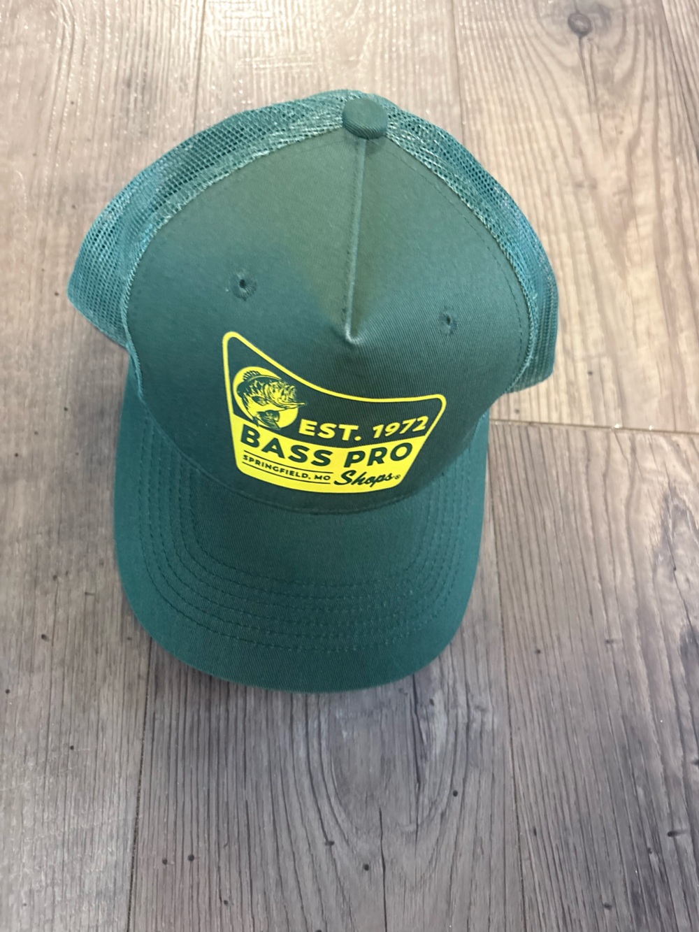 Bass Pro Shops Green Trucker Cap with Yellow Patch